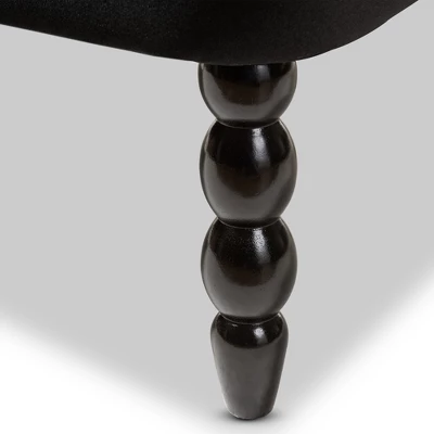 Flax Victorian Style Contemporary Velvet Fabric Upholstered 2 Seater Loveseat Black - Baxton Studio - Image 7