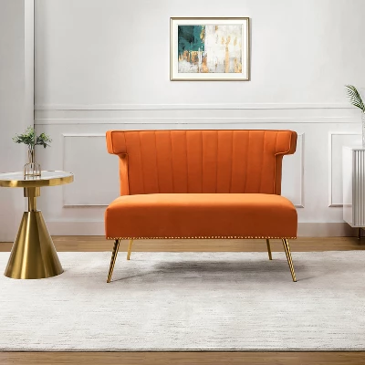 Cadmus 46" Modern Velvet Armless Loveseat With Channel-tufted Wingback For Living Room And Drawing Room| KARAT HOME - Image 13