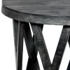 22" Farmhouse Style Round Wooden End Table With Airy Design Base Gray - The Urban Port