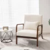 Costway Modern Accent Chair Leisure Armchair With Rubber Wood Frame & Lumbar Pillow Gray/Beige