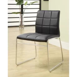 Set Of 2 Aneston Square Gridded Leatherette Side Chairs Black - HOMES: Inside + Out