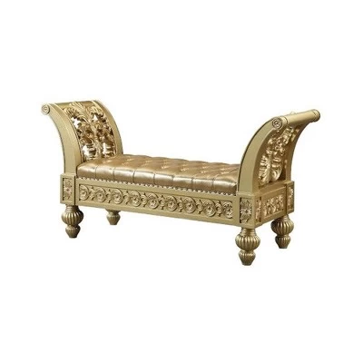 66" Seville PU Bench Gold Finish - Acme Furniture - Image 3