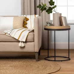 Wood & Steel Accent Side Table - Natural/Black - Hearth & Hand⢠With Magnolia