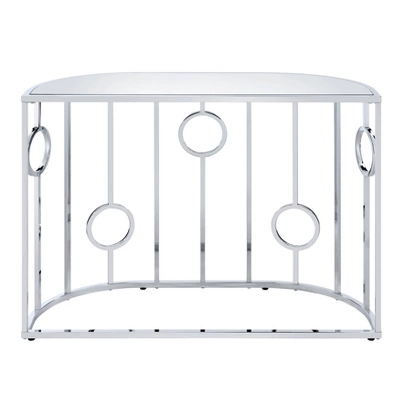 Oakmonte Mirrored Semi Circle Sofa Table Chrome - HOMES: Inside + Out - Image 6