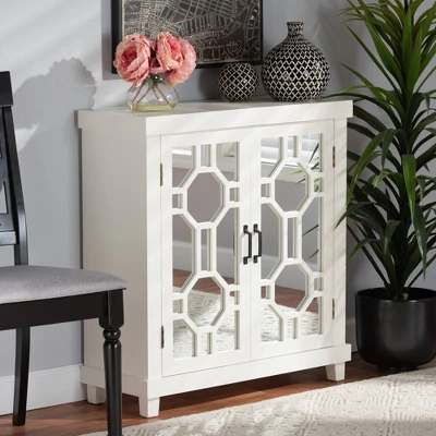 Carlena Wood And Mirrored Glass 2 Door Sideboard White - Baxton Studio - Image 7