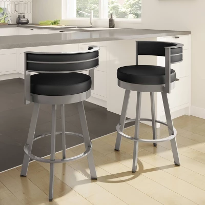 26" Browser Swivel Counter Height Barstool With Upholstered Seat - Amisco - Image 2