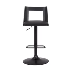Milan Adjustable Swivel Faux Leather Metal Barstool Black - Armen Living