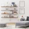 64" Wood And Metal 4 Tier Wall Mount Floating Bookshelf - Nathan James