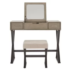 Brunswick Vanity Set With Flip Mirror And Power Strip Gray/Black - Inspire Q