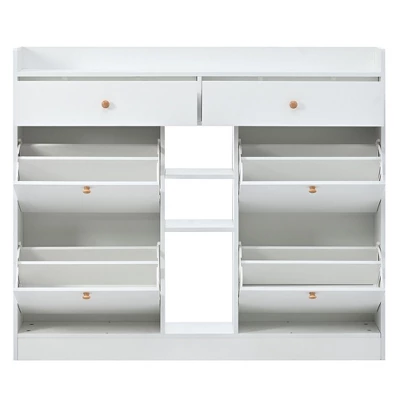Modern Multifunctional Shoe Cabinet With 4 Turnover Drawers - ModernLuxe - Image 6