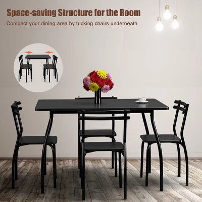 Costway 5 Piece Dining Set Table 30.0" And 4 Chairs Home Kitchen Room Breakfast Furniture Black - Image 5