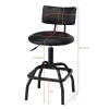 Costway Adjustable Swivel Bar Stool PU Leather Steel Frame Chair W/Backrest&Footrest Low Back