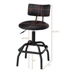Costway Adjustable Swivel Bar Stool PU Leather Steel Frame Chair W/Backrest&Footrest Low Back