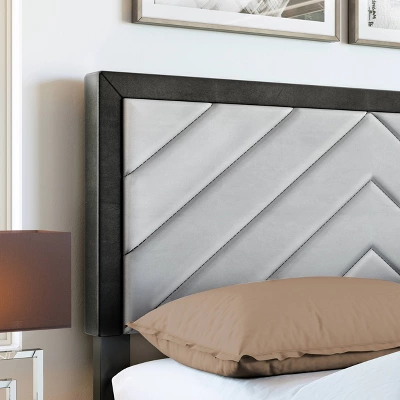 Blake Chevron Stitched Upholstered Platform Bed - Eco Dream - Image 6