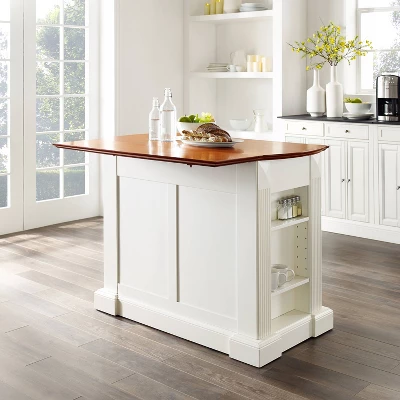Drop Leaf Breakfast Bar Top Kitchen Island - White - Crosley - Image 10