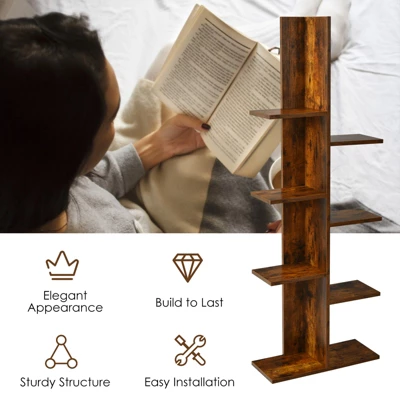 Tangkula Modern Multi-Layer Bookshelf Floor Standing Bookcase W/Anti-fall Device Storage Rack For Home Office Rustic - Image 5