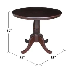 36" Round Top Pedestal Dining Table Dark Brown - International Concepts