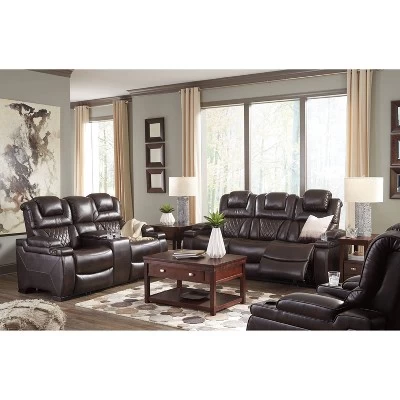 Warnerton Power Recliner Loveseat With Console And Adjustable Headrest Chocolate - Signature Design By Ashley - Image 9