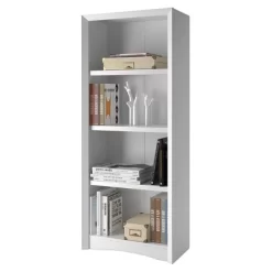 59" Quadra Tall Bookshelf Faux Woodgrain Finish White - Corliving