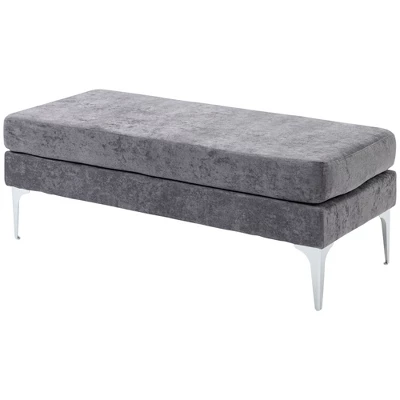 HOMCOM 47.75 Inches End Of Bed Bench, Upholstered Entryway Bench With Double Layer Seat Cushions And Steel Legs, Bedroom Bench - Image 3