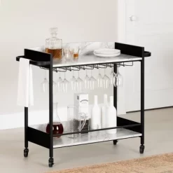 City Life Bar Cart With Wine Glass Rack - South Shore