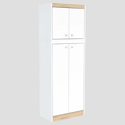 4 Doors Kitchen Storage Cabinet White/Oak - Inval - Image 5