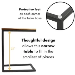 BirdRock Home Acacia Wood TV Tray C Shaped Side Table