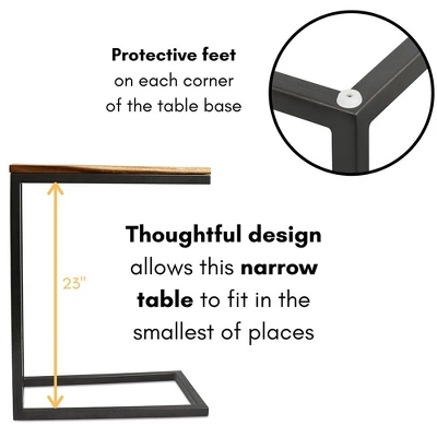 BirdRock Home Acacia Wood TV Tray C Shaped Side Table