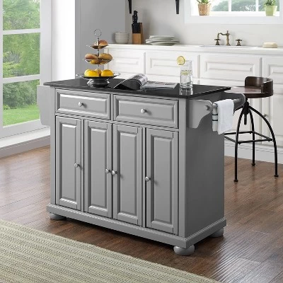 Alexandria Kitchen Island With Granite Top Vintage Gray/Black - Crosley - Image 5