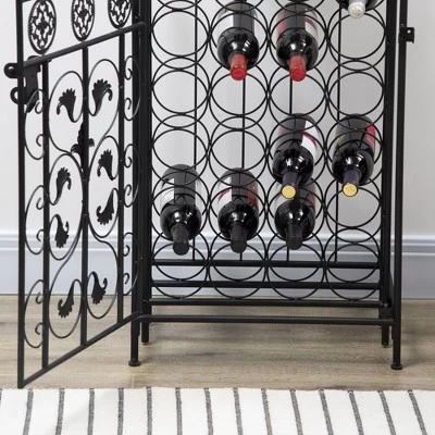 HOMCOM 45-Bottle Modern Wine Organizer Decorative Portable Wrought Iron Wine Rack Jail - Image 4