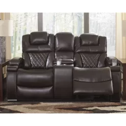 Warnerton Power Recliner Loveseat With Console And Adjustable Headrest Chocolate - Signature Design By Ashley