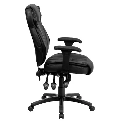Emma And Oliver High Back Black LeatherSoft Multifunction Ergonomic Office Chair, Lumbar Knob - Image 7