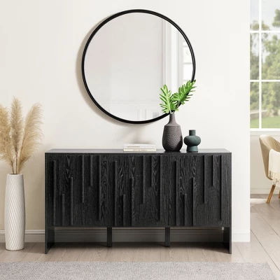 Modern Staggered Vertical Accent 3 Door Sideboard - Saracina Home - Image 3