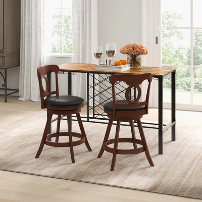 Costway Set Of 2 Bar Stools Swivel Counter Height Chairs With Footrest For Kitchen - Image 3