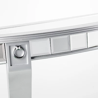 Lupina Glam Demilune Console Table Matte Silver - Aiden Lane