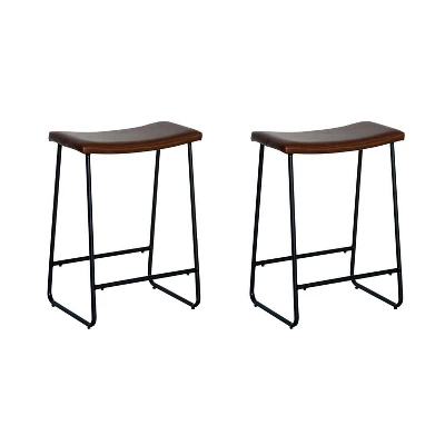 Set Of 2 Easton Saddle Counter Height Barstools Brown/Black - Acessentials - Image 6