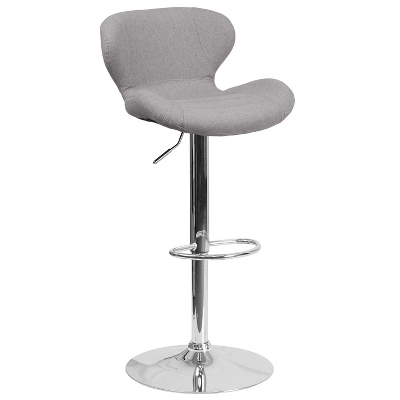 Merrick Lane Adjustable Height Barstool Contemporary Bar Height Stool With Curved Back And Metal Base With Footrest - Image 16