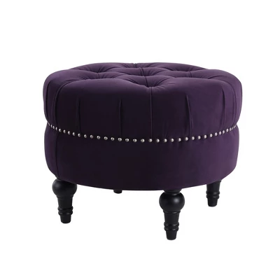 Jennifer Taylor Home Dawn Tufted Round Ottoman Nailhead Accents - Image 5