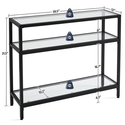 Yaheetech 3-layer Console Table Tempered Glass Porch Table - Image 2