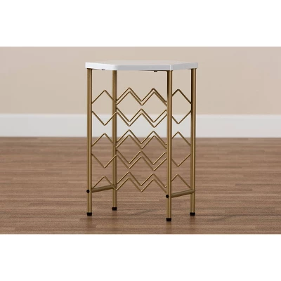 Phoebe Metal Wine Rack With Faux Marble Tabletop Gold - Baxton Studio - Image 5