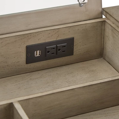 Brunswick Vanity Set With Flip Mirror And Power Strip Gray/Black - Inspire Q - Image 3