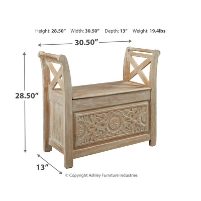 Fossil Ridge Accent Bench Whitewash - Signature Design By Ashley - Image 3
