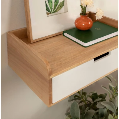 18" X 7" Kitt Floating Side Table Shelf White/Natural - Kate & Laurel All Things Decor - Image 9