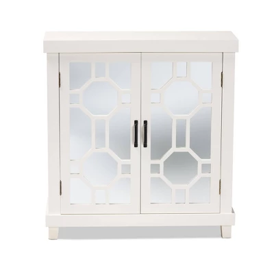 Carlena Wood And Mirrored Glass 2 Door Sideboard White - Baxton Studio - Image 2