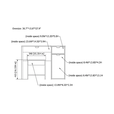 Lena 3 Drawer Vanity Set Dark Walnut - HOMES: Inside + Out - Image 3