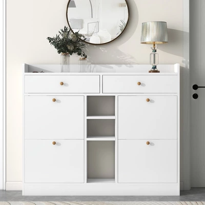 Modern Multifunctional Shoe Cabinet With 4 Turnover Drawers - ModernLuxe - Image 12