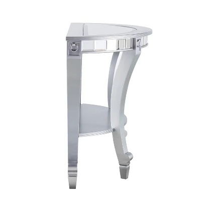 Lupina Glam Demilune Console Table Matte Silver - Aiden Lane - Image 4