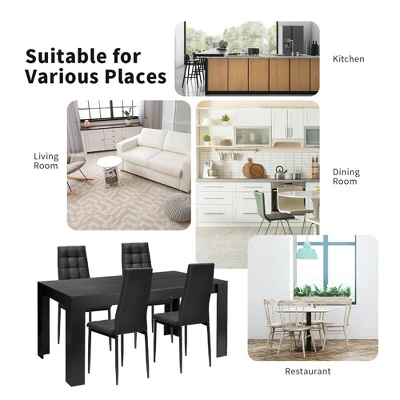 Costway 5pcs Dining Set Wood Table And 4 Fabric Chairs Home Kitchen Modern - Image 4