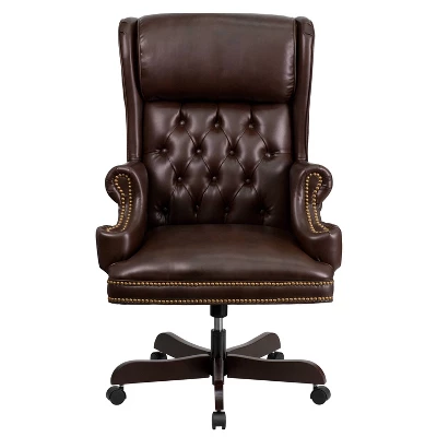 High Back Traditional LeatherSoft Tufted Executive Ergonomic Office Leather Chair Brown - Flash Furniture - Image 3