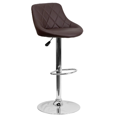 Emma And Oliver Bucket Seat Adjustable Height Barstool With Diamond Pattern Back - Image 10